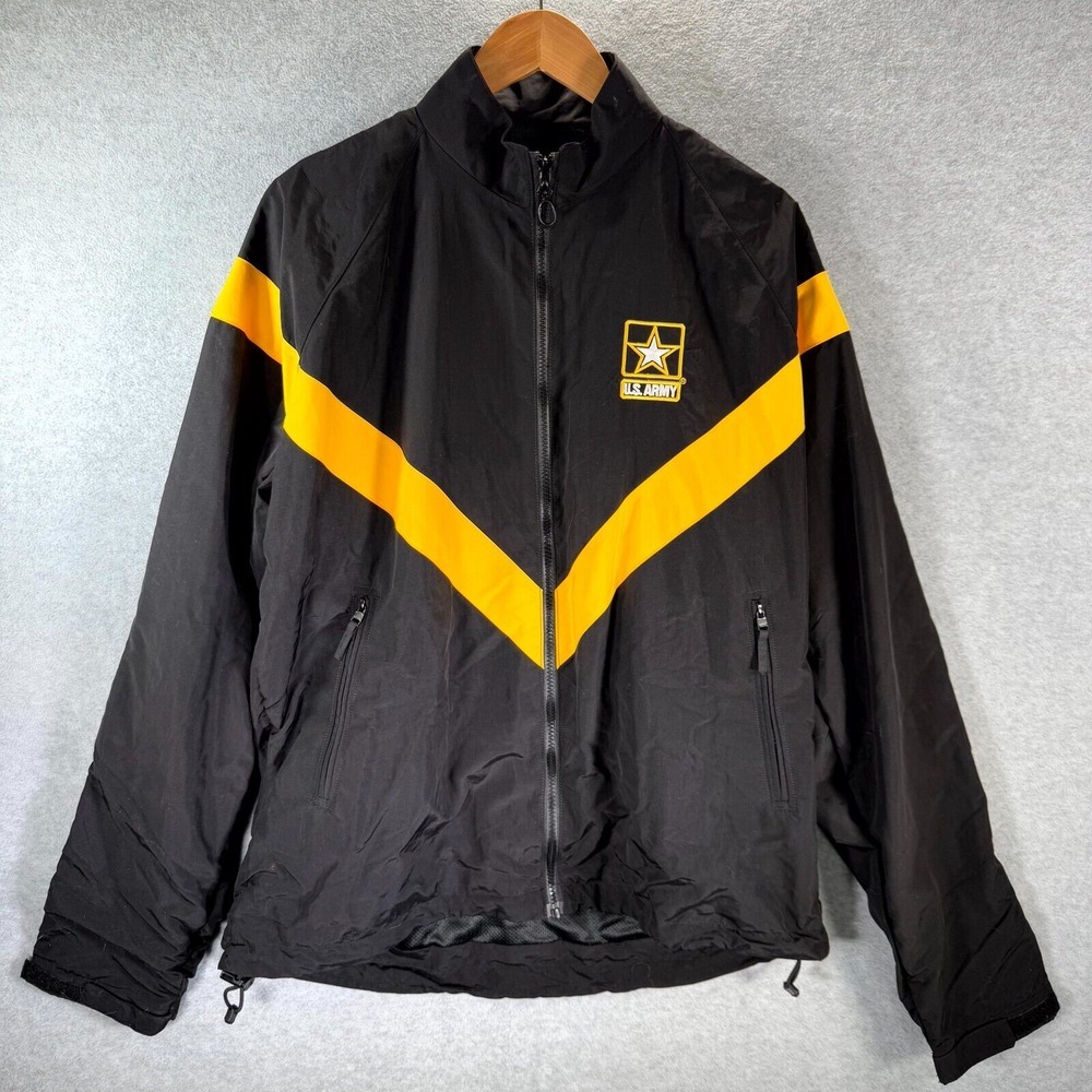 US Army Jacket Men's Medium Black APFU Army Physical Fitness Uniform Windbreaker